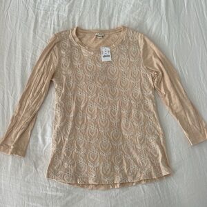 NWT J Crew embroidered 3/4 sleeve top
